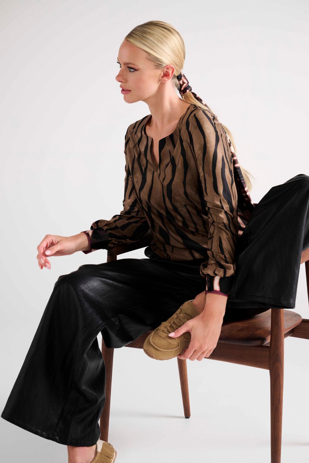K-Design Top met sjaaltje & print P158 D307