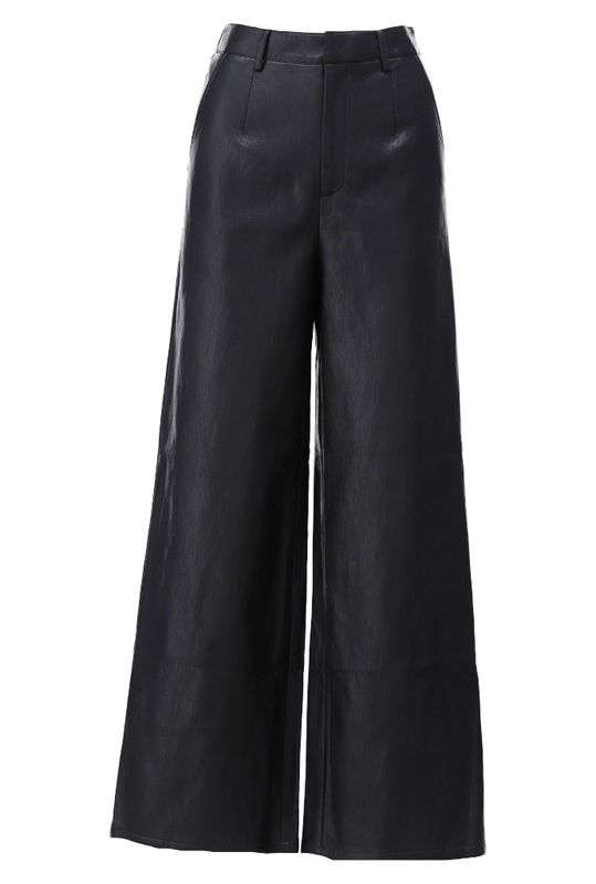 You're my lobster by K-Design Wijde broek in lederlook Black D758L