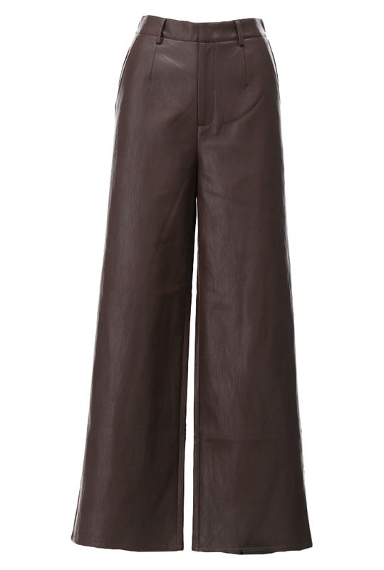 You're my lobster by K-Design Wijde broek in lederlook Chocolate brown D758L