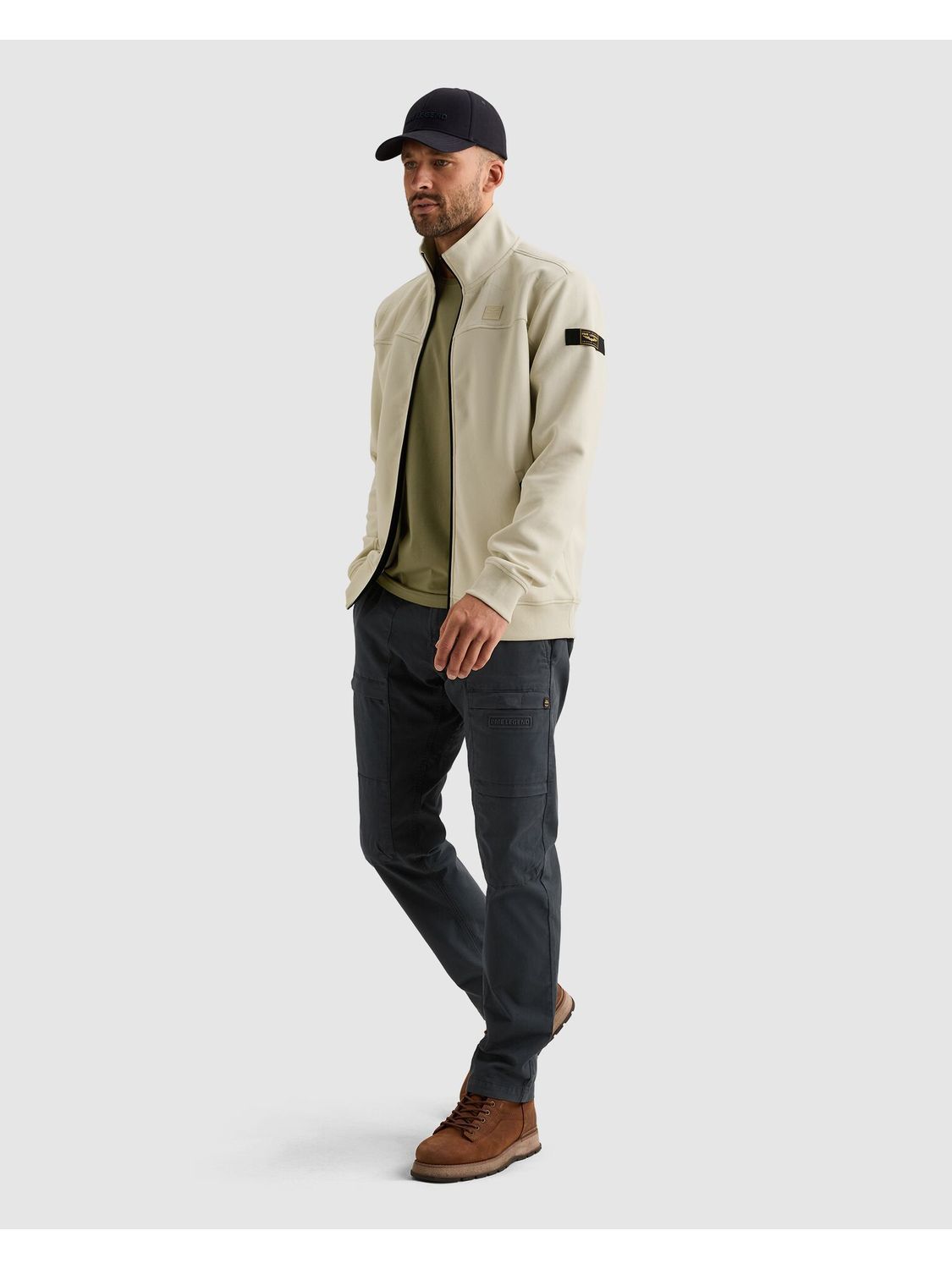 PME Legend Zip jacket interlock sweat Bone White PSW2608437