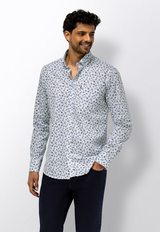 State of Art Shirt LS Print Struc grijsblauw:taupe 21426205