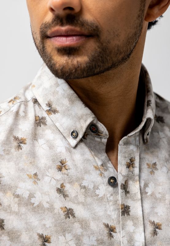 State of Art Shirt LS Print Fine taupe:cognac 21426254