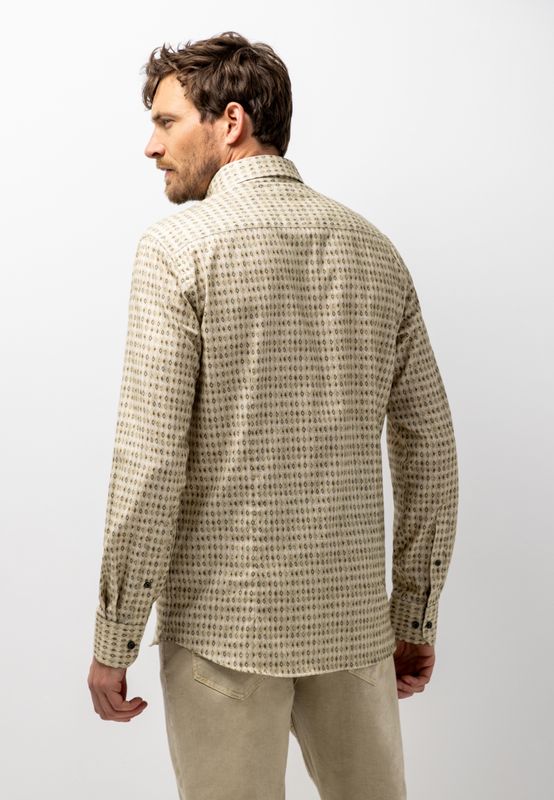 State of Art Shirt LS Print Twill taupe:cognac 21426211