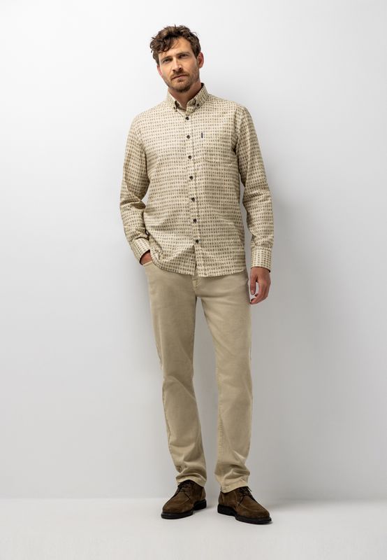 State of Art Shirt LS Print Twill taupe:cognac 21426211