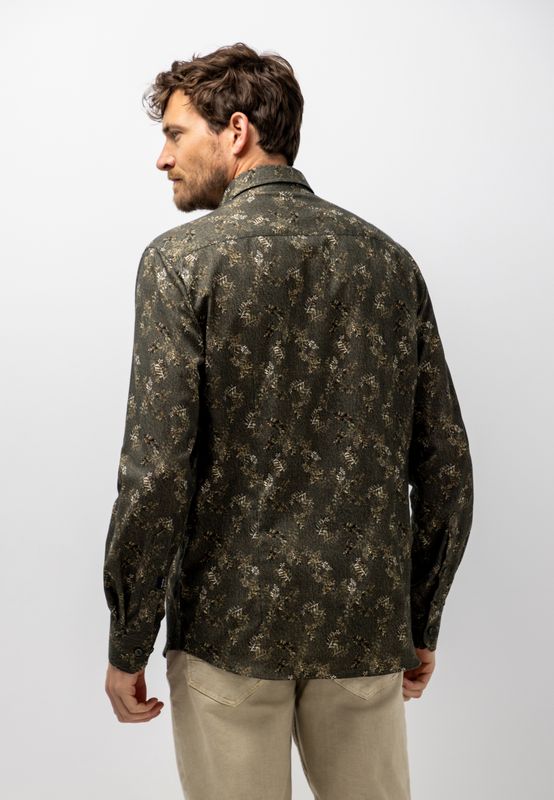 State of Art Shirt LS Print Twill Bruin 21426230