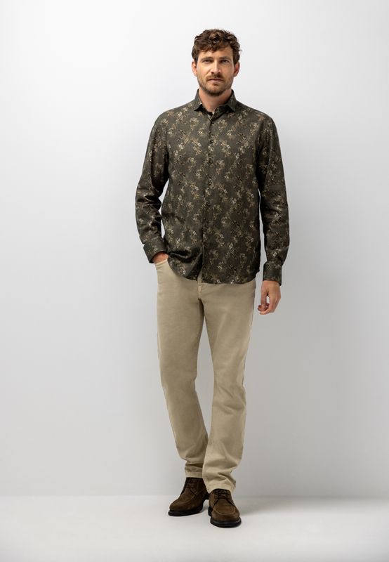 State of Art Shirt LS Print Twill Bruin 21426230