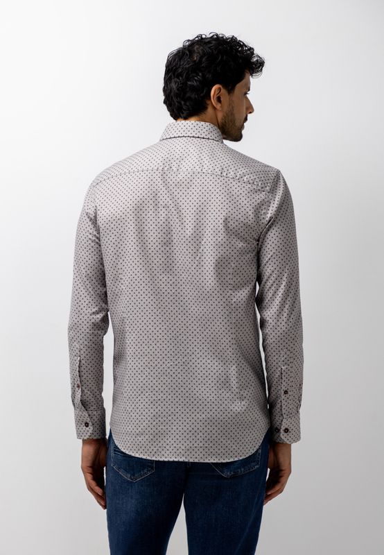 State of Art Shirt LS Print Fine taupe:cognac 21426255
