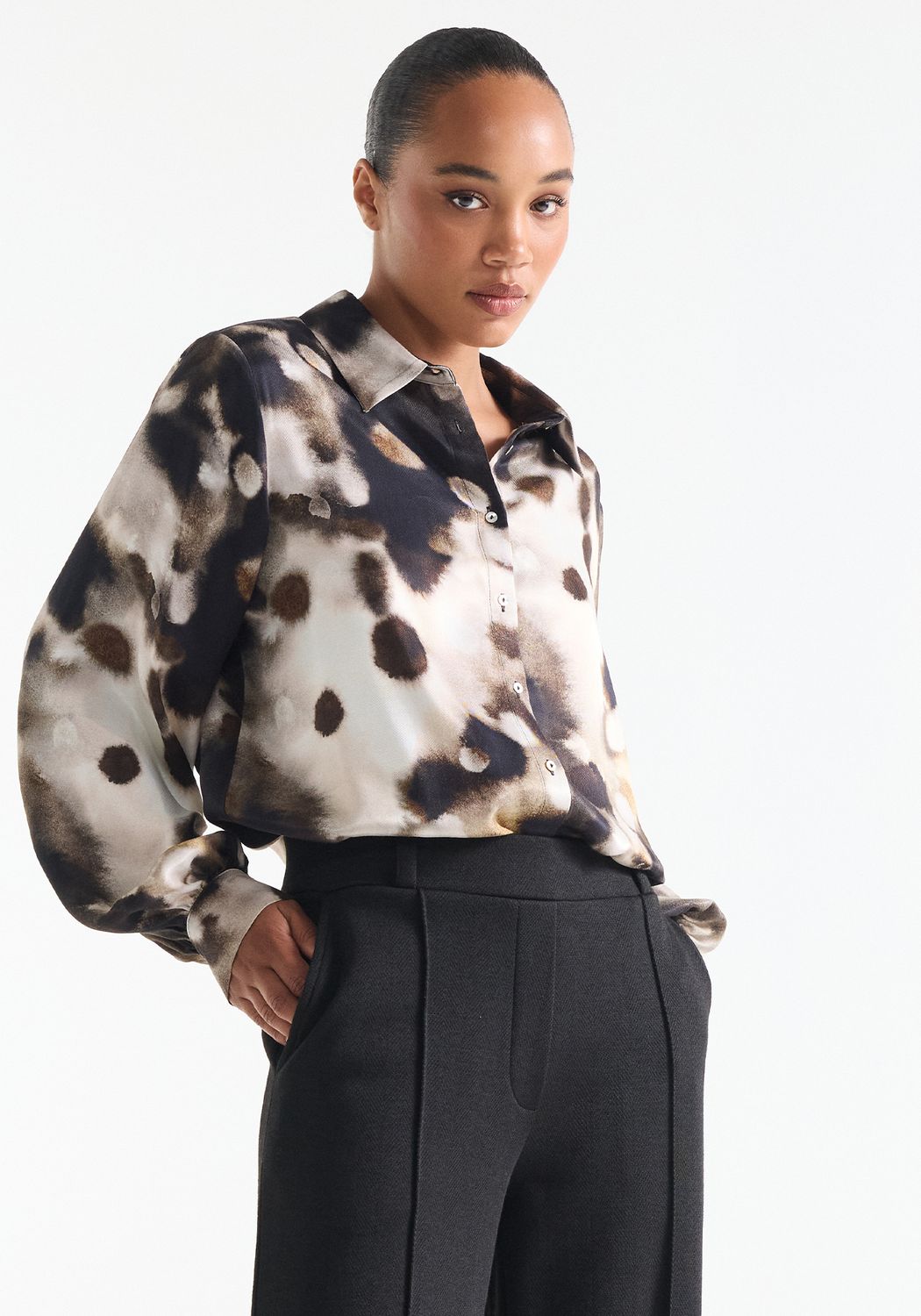 Jansen Amsterdam JULIA BLOUSE mcd 720 long puffed sle 000183 - multi camel JULIA