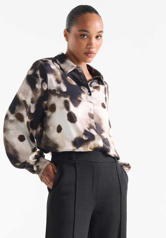 Jansen Amsterdam JULIA BLOUSE mcd 720 long puffed sle 000183 - multi camel JULIA