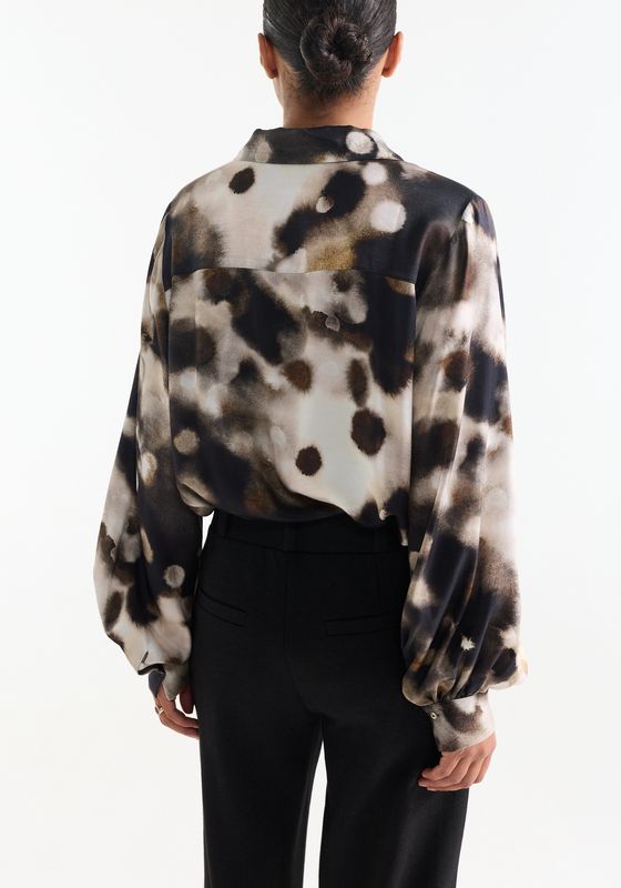 Jansen Amsterdam JULIA BLOUSE mcd 720 long puffed sle 000183 - multi camel JULIA