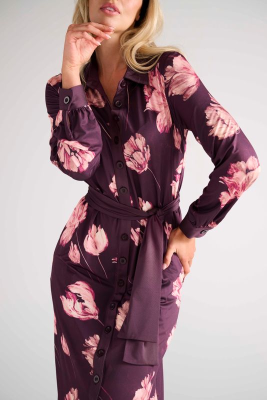 K-Design Maxi hemdjurk met bloemenprint P149 D112