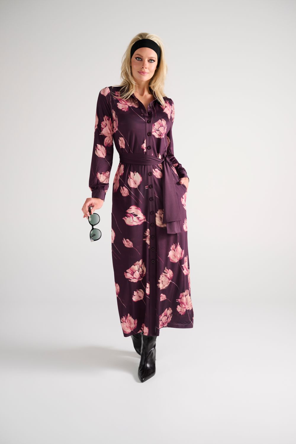 K-Design Maxi hemdjurk met bloemenprint P149 D112