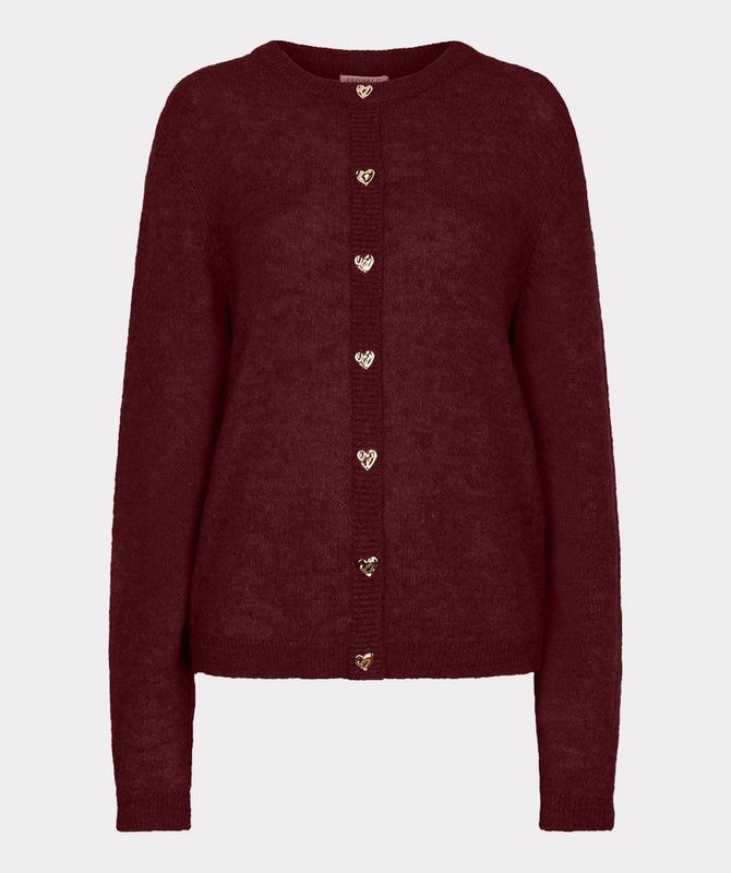 Esqualo Cardigan closed placket fancy button Merlot F26.07510