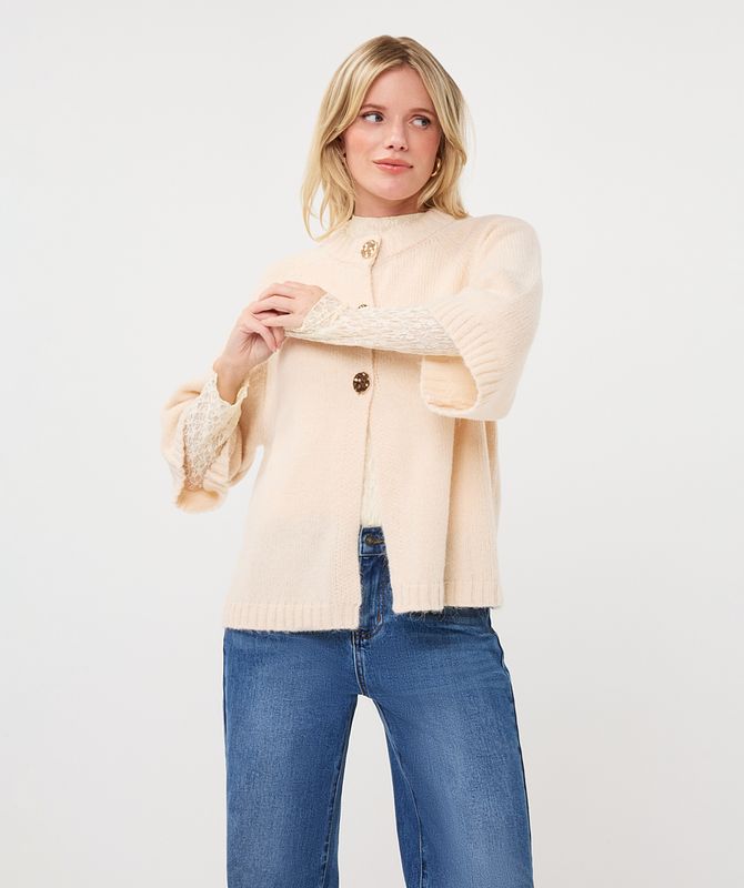 Esqualo Sweater buttons Biscuit F26.18500