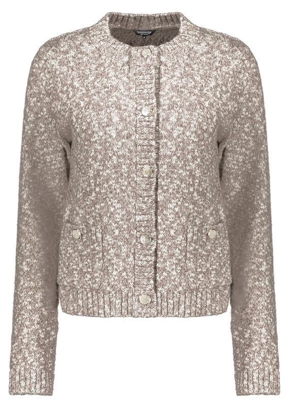 Bloomings Crew neck cardigan lurex Brown mel SLK434-9083