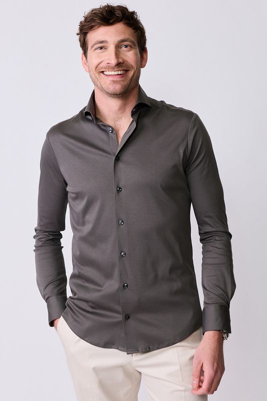 John Miller Shirts Plain:Overhemd Donkergroen 590 5142920