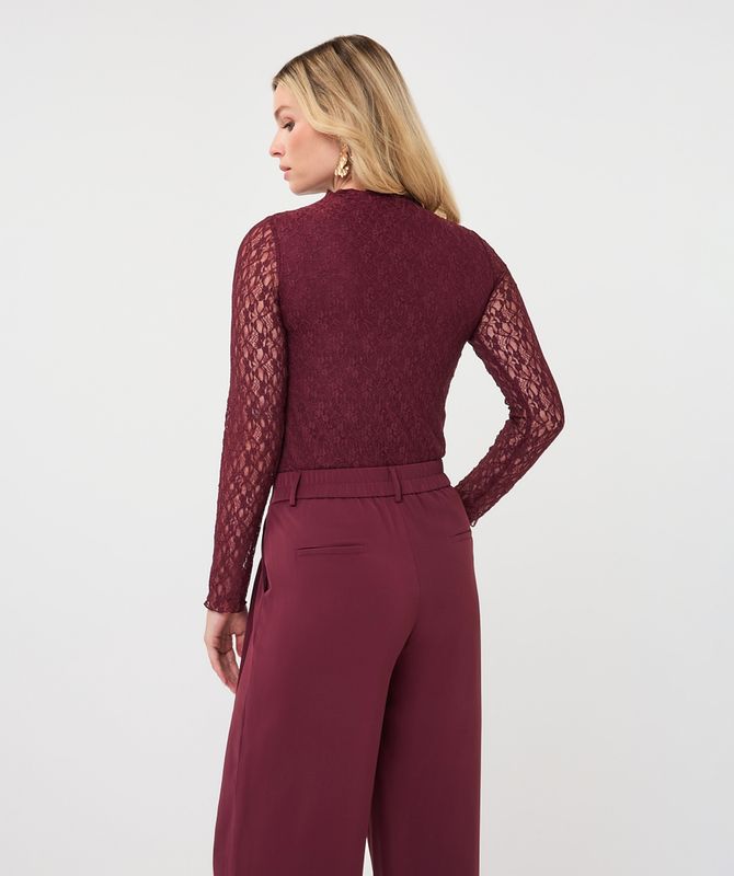 Esqualo Top l/slve lace Merlot F26.30504