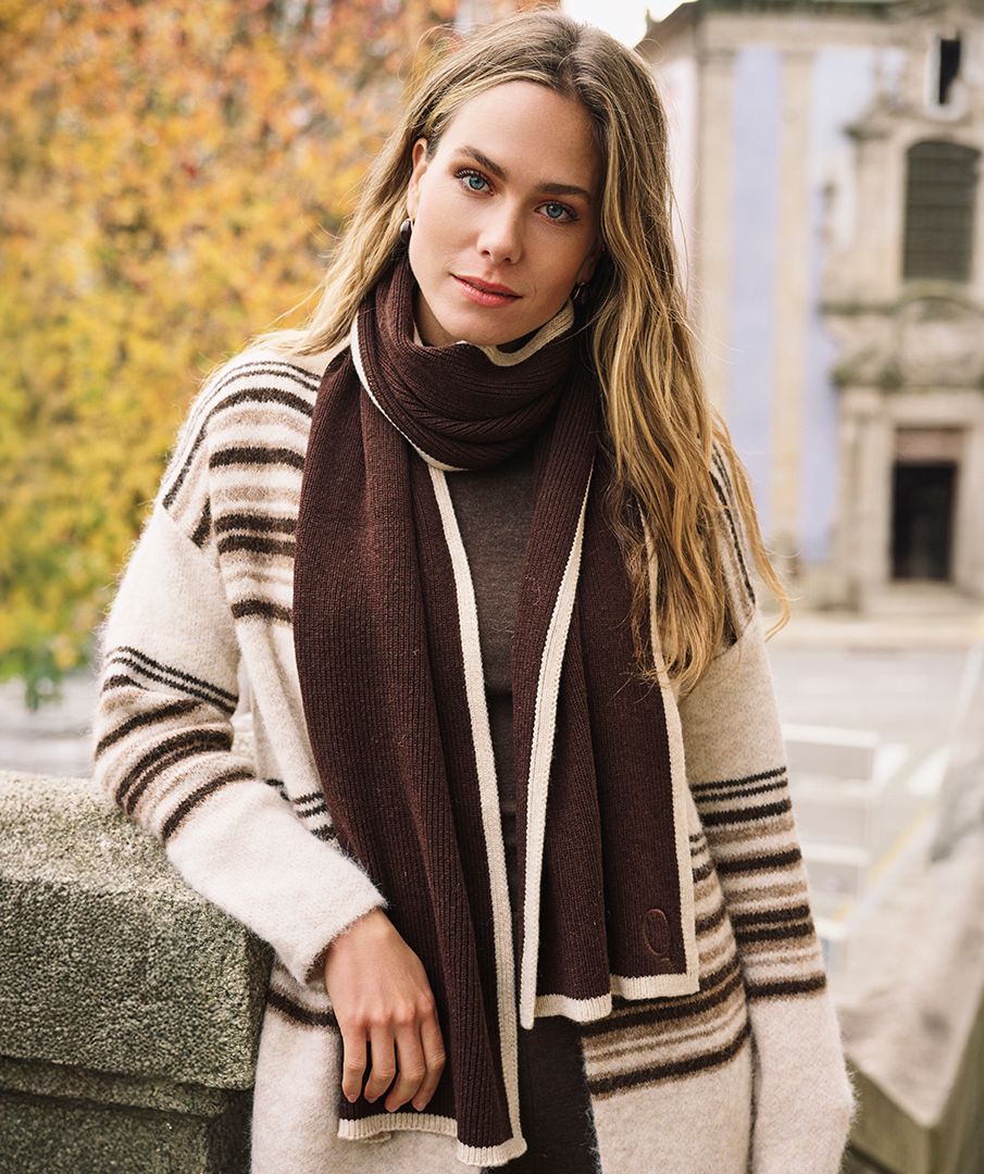 Esqualo Scarf contrast Cacao F26.07552