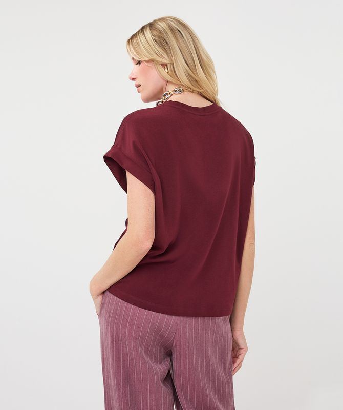 Esqualo T-shirt roll up slve satin Merlot F26.05517