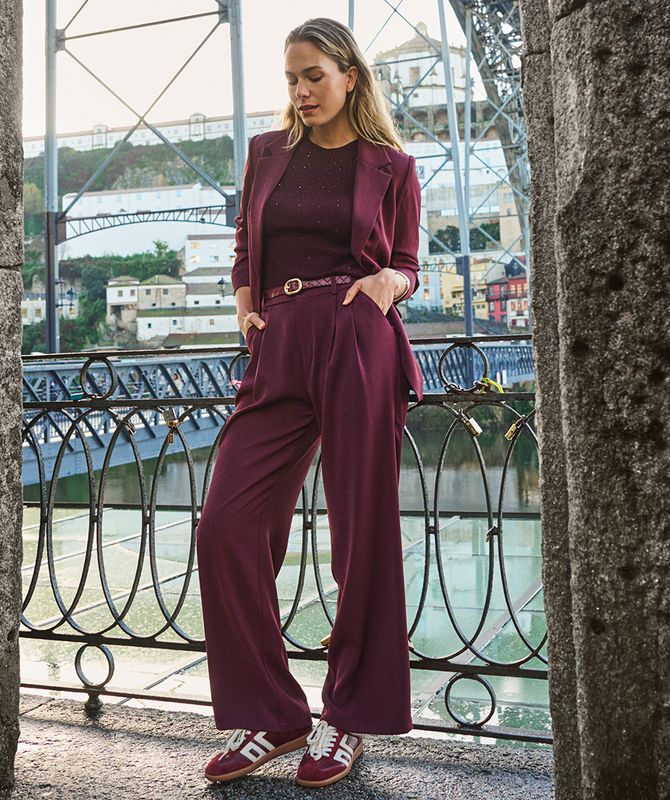Esqualo Trousers wide leg Merlot F26.10502