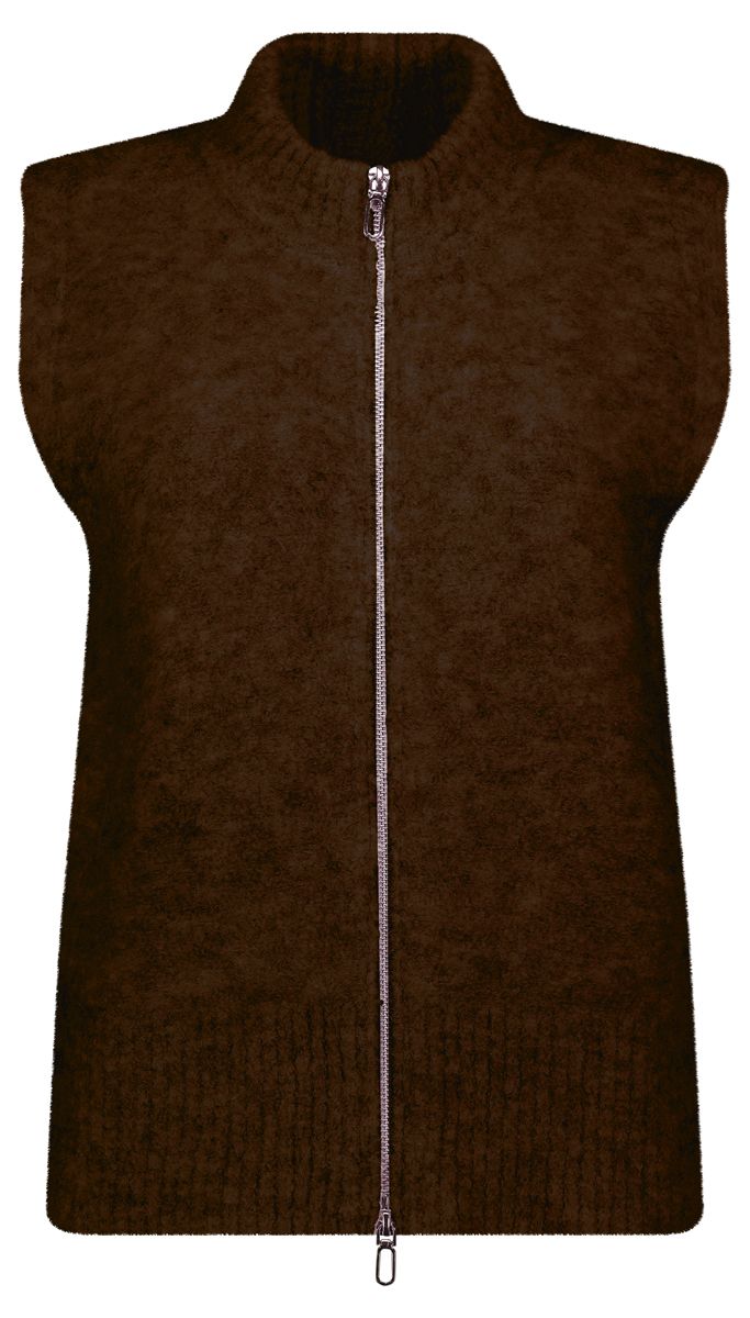 Bloomings Mock neck gilet Brown mel SLK415-9089