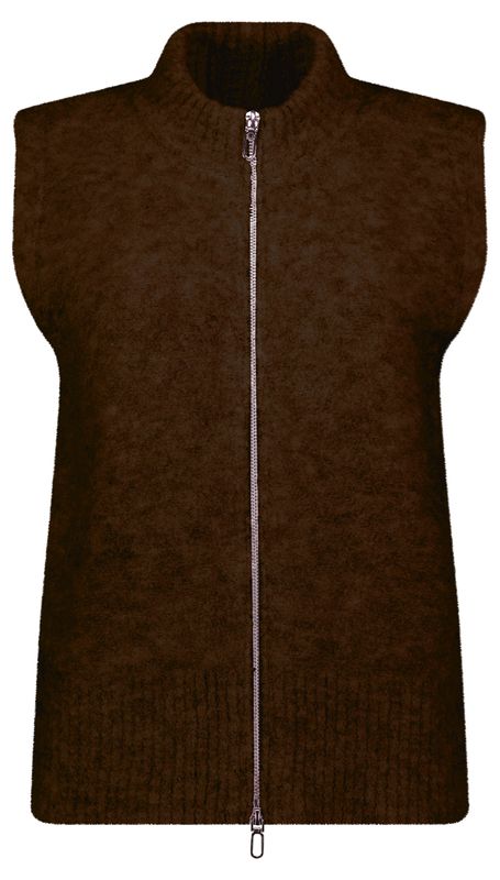 Bloomings Mock neck gilet Brown mel SLK415-9089