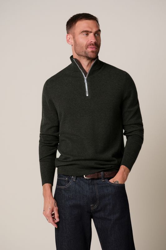 Profuomo PULLOVER HALF ZIP D GREEN Dark Green PPXJ30012D
