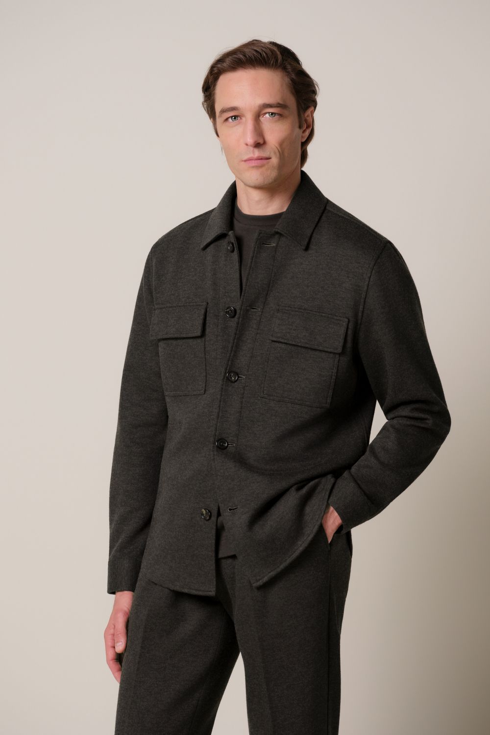Profuomo OVERSHIRT KNITTED D.BROWN Dark Brown PPXF30001D