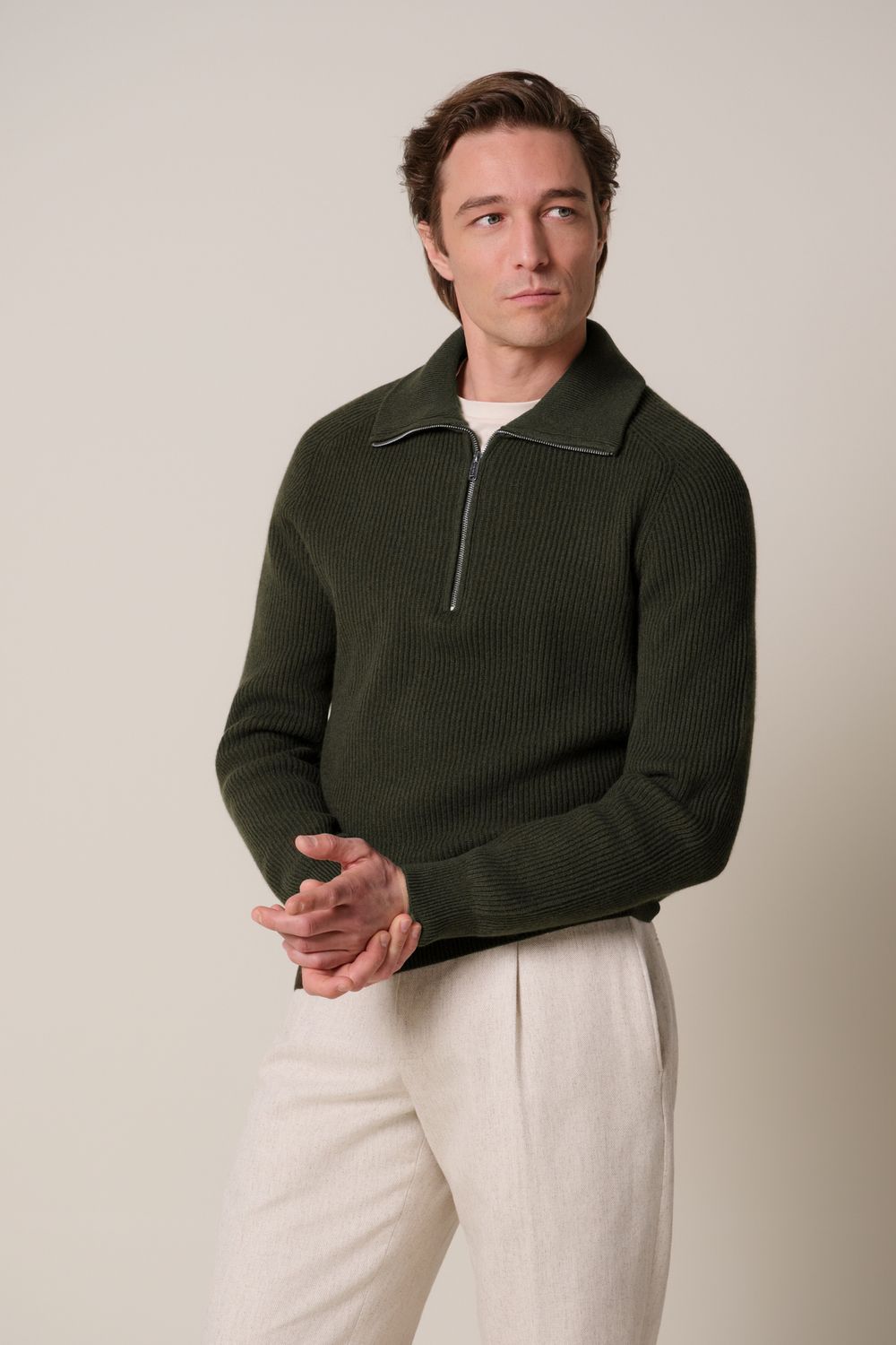 Profuomo PULLOVER HALF ZIP D GREEN Dark Green PPXJ30058E