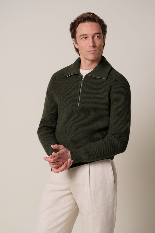 Profuomo PULLOVER HALF ZIP D GREEN Dark Green PPXJ30058E