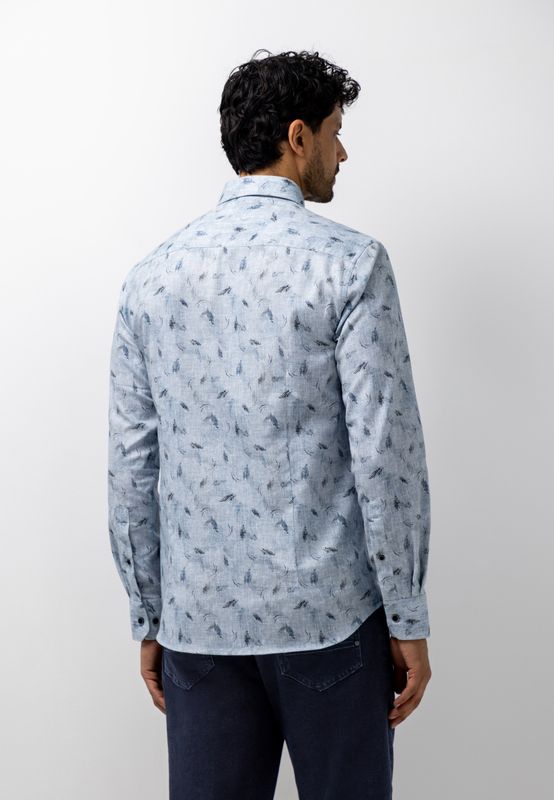 State of Art Shirt LS Print Twill Grijs 21426233