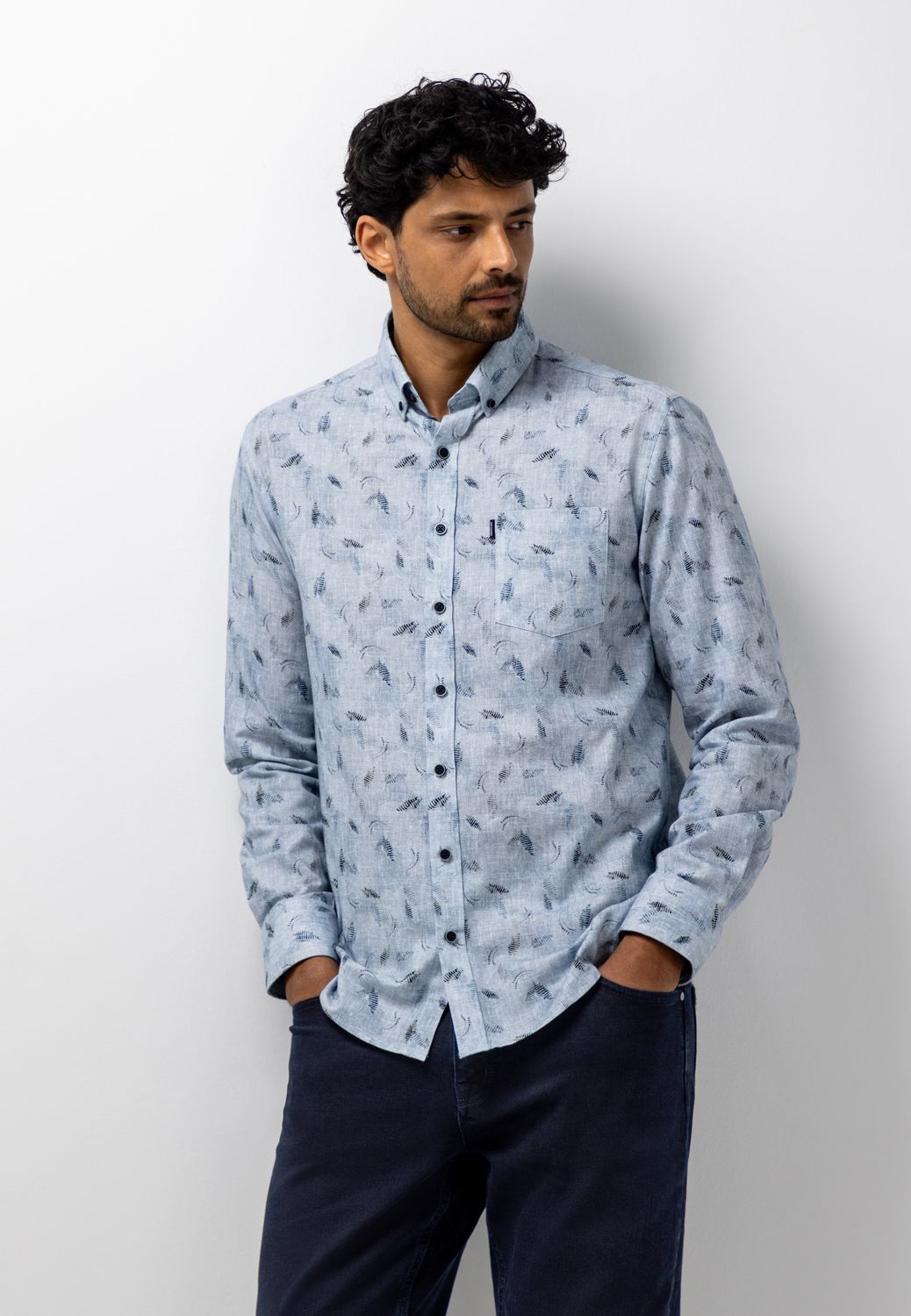 State of Art Shirt LS Print Twill Grijs 21426233