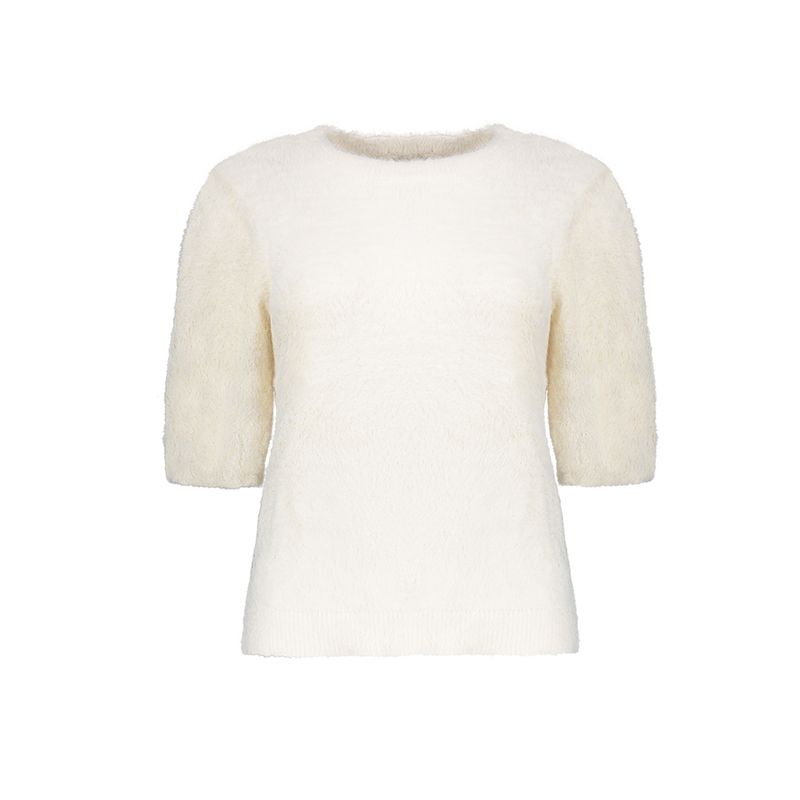 Geisha Pullover hairy shortsleeves Ecru 64537-29