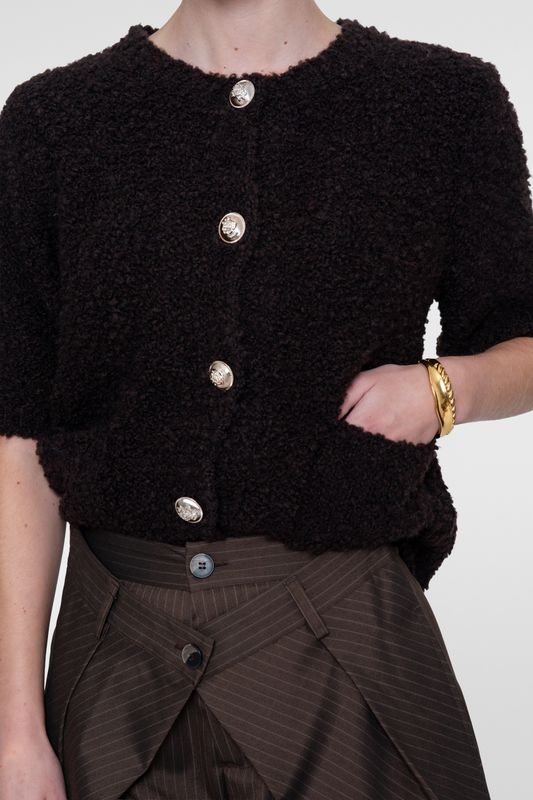 Geisha Vest boucle short sleeves Bruin 64552-70