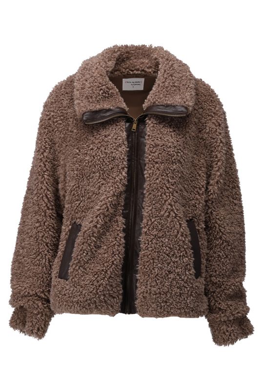 You're my lobster by K-Design Teddy jas met rits & zakjes Taupe D954L