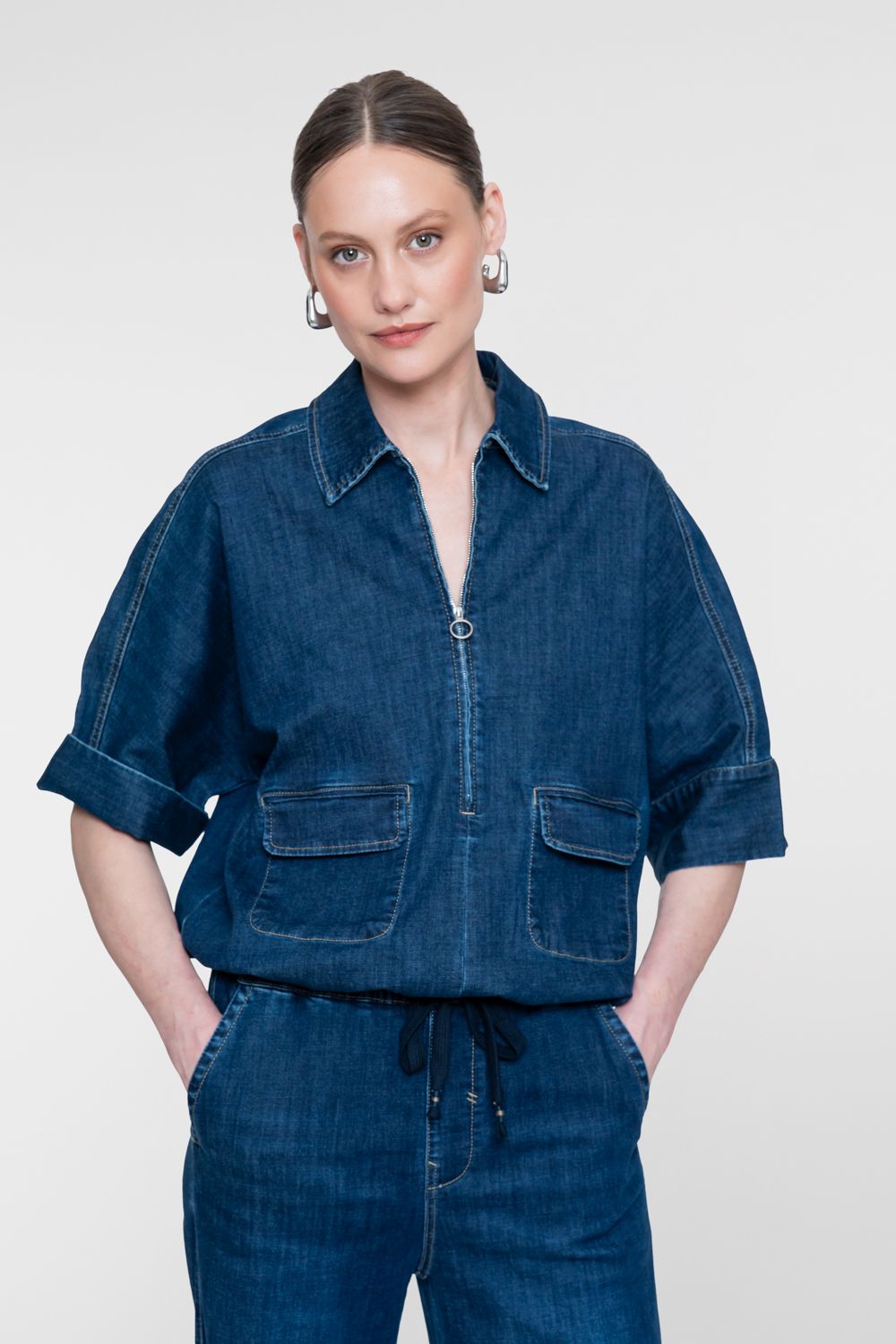 Geisha Overtop denim Dark blue denim washed 63511-10