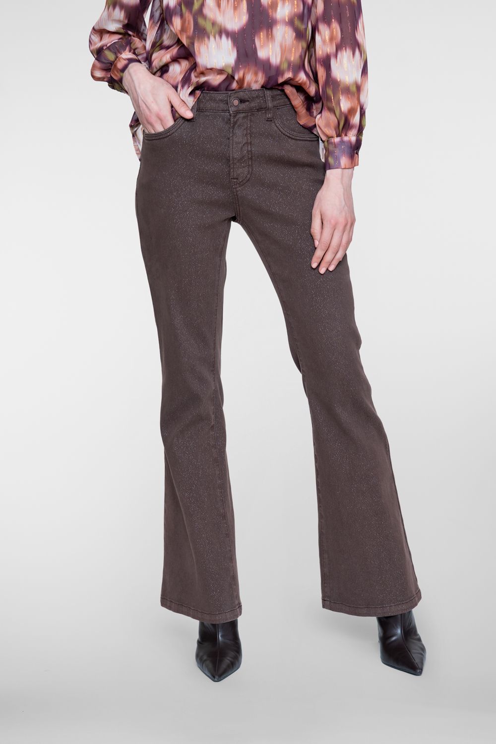 Geisha Jeans flair lurex brown 61543-10