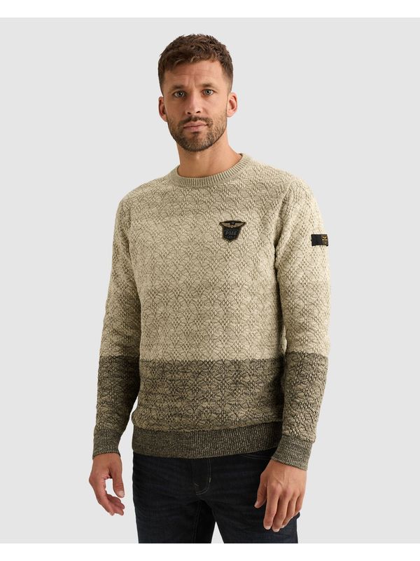 PME Legend R-neck gradient knit Bone White PKW2609334