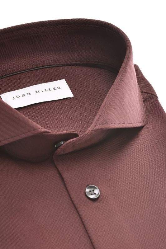 John Miller Shirts Plain:Overhemd Donkerrood 495 5142675