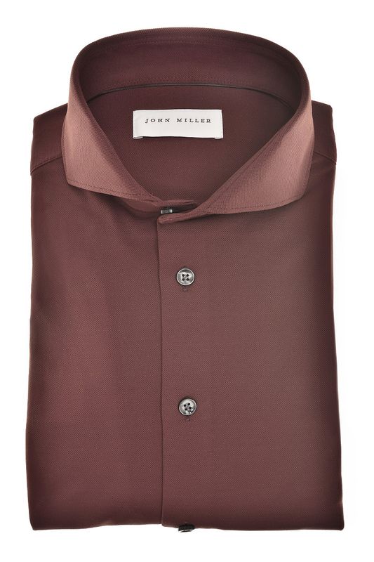 John Miller Shirts Plain:Overhemd Donkerrood 495 5142675