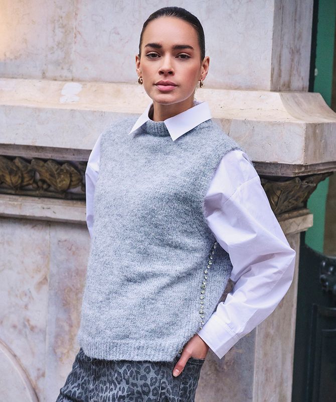 Esqualo Gilet slv/lss diamonds Light Grey F26.02515