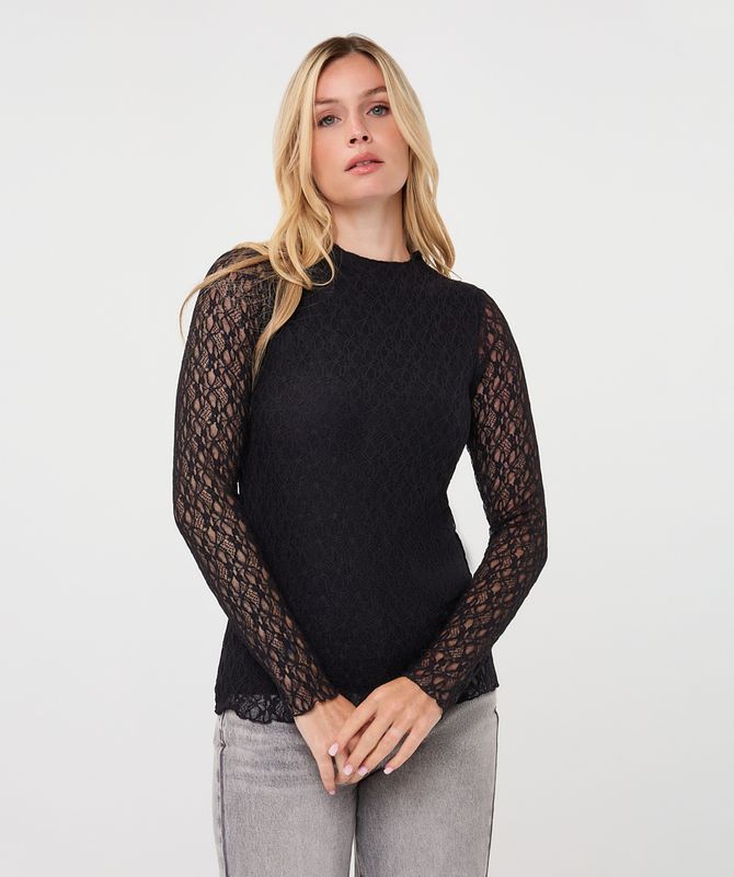 Esqualo Top l/slve lace Black F26.30504