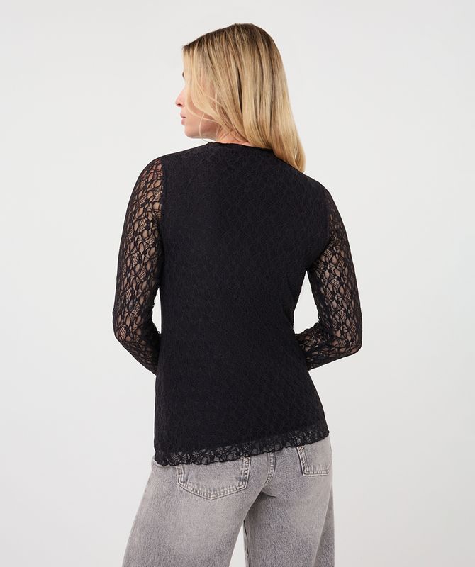 Esqualo Top l/slve lace Black F26.30504
