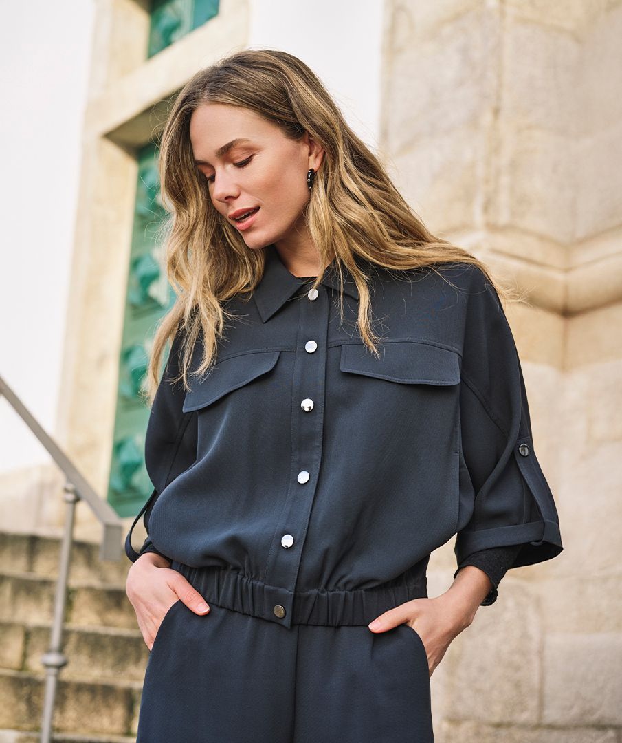 Esqualo Blouse acetate Dark Grey F26.10527