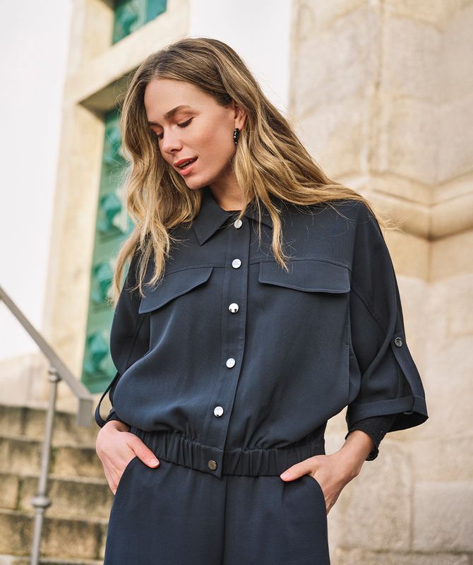 Esqualo Blouse acetate Dark Grey F26.10527