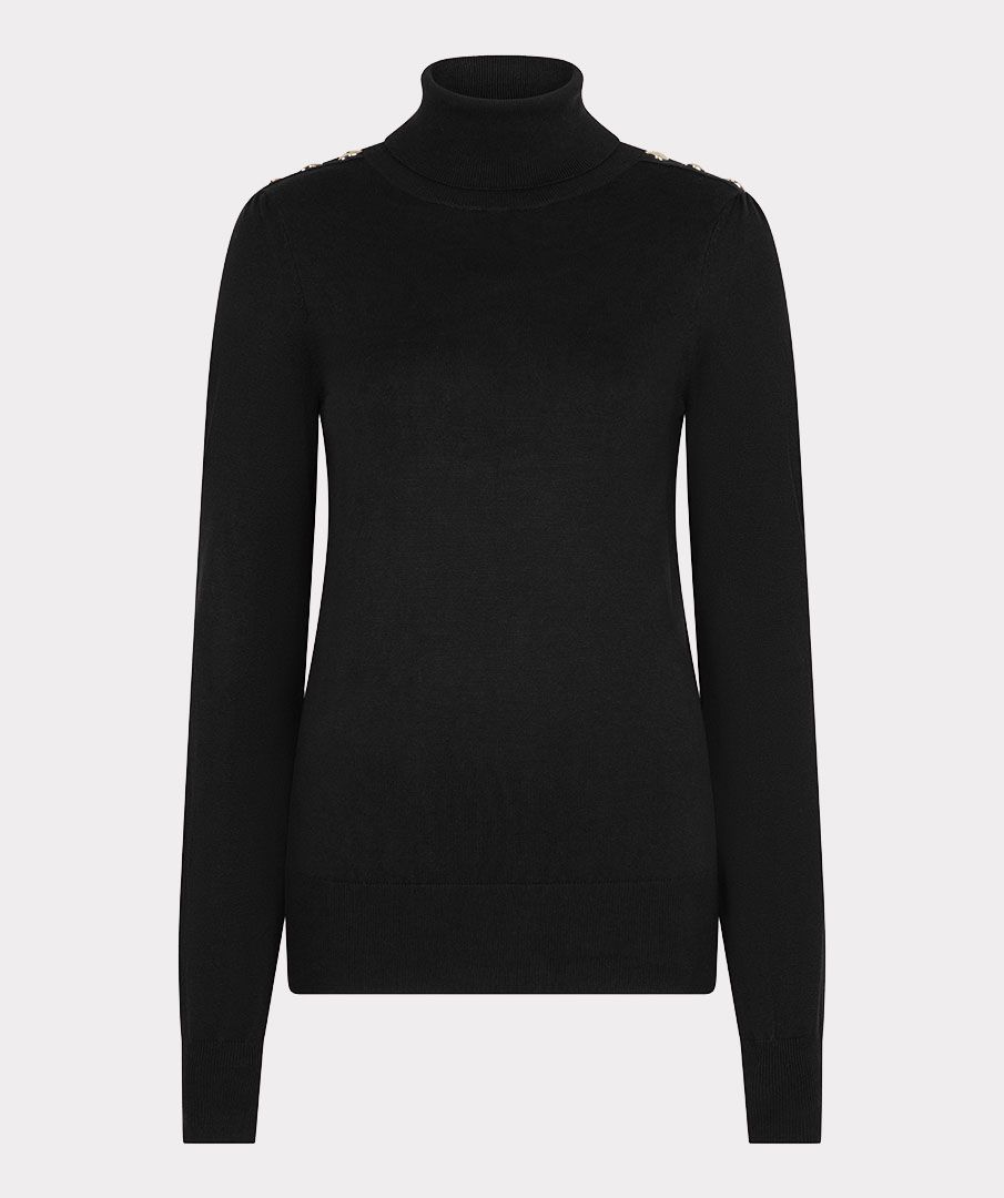 Esqualo Sweater shoulder button col basic kn Black F26.07544