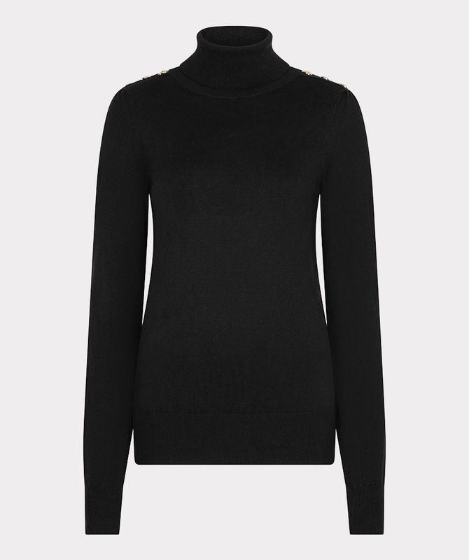 Esqualo Sweater shoulder button col basic kn Black F26.07544