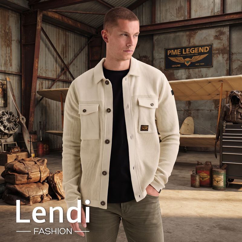PME Legend Button jacket cotton structure mix Bone White PKC2609352