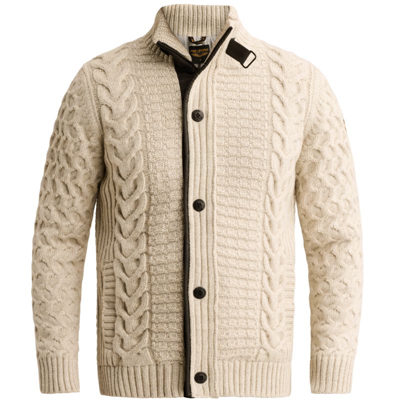 PME Legend Zip jacket heavy knit mixed yarn Bone White PKC2609359
