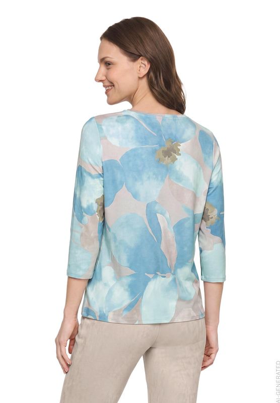 Betty Barclay Shirt Kurz 3/4 Arm Petrol/Grey 29641717
